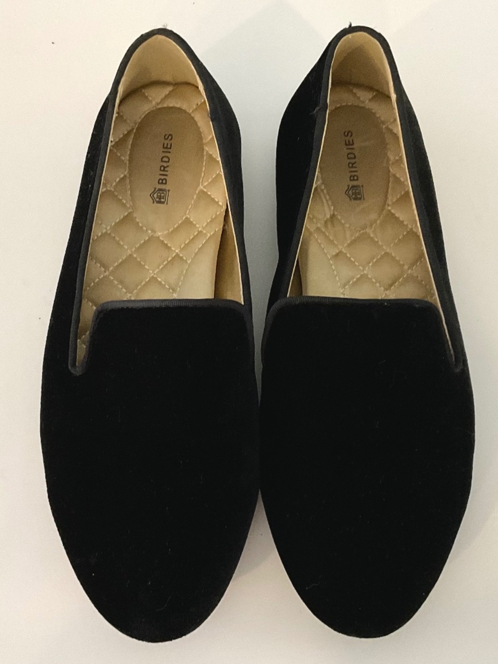 Birdies Black Velvet Slip-On Loafers